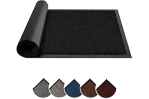 Circle of trust Dirt Trapper Black Door Mat Indoor & Outdoor 40x60cm Doormat - Non Slip Rubber Back Floor Mat - Super Absorbent Heavy Duty Mat, Washable Door Mat Barrier Mat