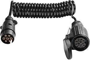 SPARKMOTO 2.8M Anhänger Kabel verlängerung 7 auf 13 polig,spiralkabel anhänger 7 polig,12V Adapter Stecker Steckdose 7-13 polig Adapterkabel, Anhänger Verlängerungskabel Spiral für Wohnwagen KFZ