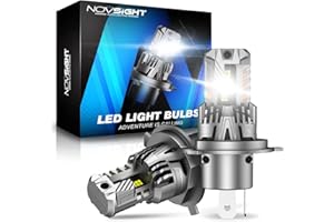 NOVSIGHT Ampoule H4 LED - 30000LM 6500K Blanc Haute Luminosité, 90W Taille 1:1 Phare H4 LED, Ampoule de Phare pour 12V Voiture ou Moto, Kit De Conversion Halogène, Pack de 2