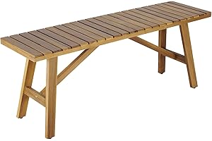 ‎RIESS AMBIENTE Riess Ambiente Outdoor Sitzbank Bali - 110cm - Natur Honey Akazienholz wetterfest Balkonbank Holzbank Bank