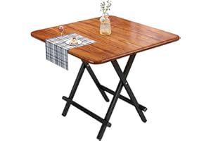Rukulin Portable Foldable Dining Table Kitchen Table Space Saving Drop Leaf Dinner Table Motorhome Table (Brown)