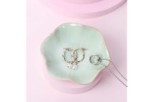 Nideen Ceramic Trinket Dish, Jewellery Dish Trinket Tray, Jewelry Plate for Rings Earrings Necklace, Gift for Women Light Green