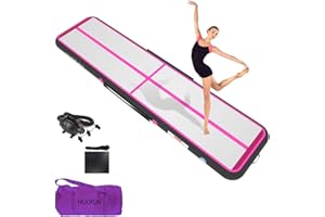 HIJOFUN Tappetino gonfiabile da ginnastica - 3 m/4 m/5 m/6 m - con pratica pompa e spessore 10/20 cm - Cuscino gonfiabile per acrobazie - Per toelettatura - Per tumbling, yoga, taekwondo