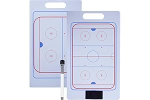 Joyeee Pizarra de entrenamiento de hockey sobre hielo, pizarra blanca táctica de borrado de doble cara con marcador y clip de bolígrafo para entrenadores, jugadores, accesorios de equipo de hockey,