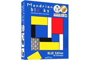 Mondrian Blocks Puzzle & Puzzle-Battle Game, Casse-tête, Jeu de Voyage Compact à Bord, Édition Bleu