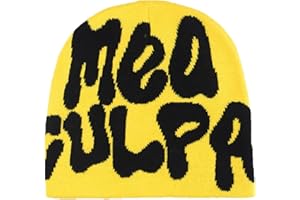 EHOTER Berretto da donna Y2k Beanies Lettera Stampa Berretti MEA Y2K Beanies Beanie Cappello lavorato a maglia per donna Uomo Berretti morbidi e berretti in maglia per unisex