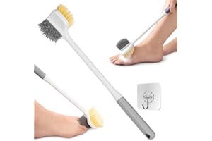 GROOFOO Spazzola per piedi multifunzione, con manico lungo, per la pulizia completa dei piedi, rimozione della pelle morta e sporco, disintossicante e rilassante