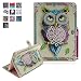 Produktbild iPad Air 2 Hülle, Deenor Bunt Painting und Stilvoll Brieftasche Tasche PU Leder Flip Protective Stand Tasche Schutzhülle Hülle für Apple iPad Air 2 iPad 6 Generation.[Color Owl]