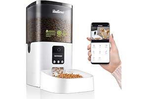 Balimo Comedero Gato Automatico 2.4G WiFi con Cámara 1080p HD, 4L Dispensador Comida Gatos y Perros con Video Visión Nocturna y Audio Bidireccional, Fuente de Alimentación Dual, 8 Comidas al día