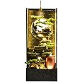 Home Decorative Fountain 6.72 Ft Tall Elegant Indoor Water Fountain With LED Lights, Mist Maker, And Simulated Bonsai Trees ,large Waterfall Feature Rockery ，For Hotel Entrance Decoration(2645)