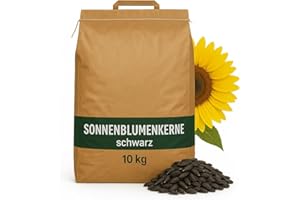 Sonnenblumenkerne 10 kg, Vogelfutter Wildvögel ganzjährig, Wildvogelfutter Ganzjahresfutter, Fett-& Energiereich, Kernfutter für alle Vogelarten, Streufutter Vögel
