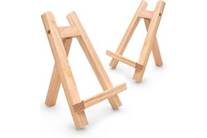 GROOFOO Mini cavalletto in legno, 2 pezzi, piccolo cavalletto in legno, cavalletto piccolo, cavalletto pieghevole, per immagini di matrimonio, decorazione per feste (colore del legno, 28 * 20)