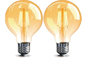Yexati Vintage Edison LED Light Bulb 4W G80 E27 Bulb 2700K, 40W Equivalent, 450LM, Warm White Energy Saving Globe Decorative Bulbs, Retro Antique Filament Lamp, Non-Dimmable, 4 Pack