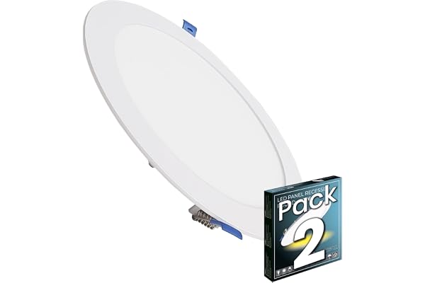 LED ATOMANT 2x Downlight LED Empotrable Corte 200mm 20W Color Luz Neutra | Diametro 220mm, Color Blanco Neutro 4500K, 1800 Lumenes, Driver incluido