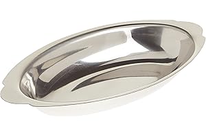 Winco Stainless Steel Oval Au Gratin Dish, 12-Ounce