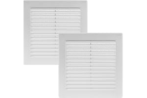 Vent Systems 150 x 150 mm, 2 pezzi di copertura di ventilazione bianca – prese d'aria piatte quadrate – protezione dagli insetti integrata – prese d'aria HVAC per bagno, ufficio domestico