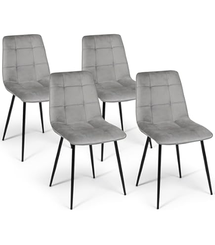 Set van 4 eetkamerstoelen, beige pluche, ergonomische rugleuning, zwarte metalen poten - voor Set van 4 eetkamerstoelen, beige pluche, ergonomische rugleuning, zwarte metalen poten - voor