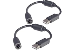 Fosmon Adaptateur Manette Filaire Xbox 360 Pc et Xbox360, Câble USB Adaptateur USB pour Manettes De Jeux, Controller Pc Xbox 360 – 2 Cables/Noir