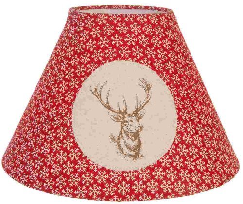 6LAK0149 Lampenschirm Rot Hirsch Eisblumen ca. Ø 25 x 18 cm