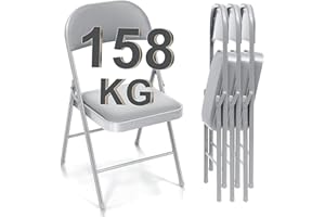 BULAGE Klappstühle 4er Set Gartenstühle Klappbar, Klappstuhl bis 150 kg Stapelstuhl Foldable Chair, Stuhl Klappbar für Gäste, Küche, Yoga, Esszimmer, Grau