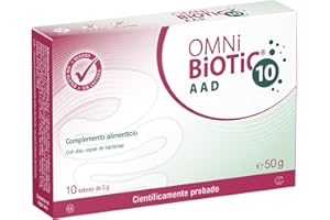 OMNi BiOTiC 10 AAD | 10 sobres (50 g) | 10 cepas bacterianas | 10 mil millones de bacterias por dosis diaria | Polvo | Con inulina | Vegano | Sin gluten | Sin lactosa | Para uso diario