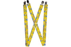 Buckle-Down Men's Suspenders-Tweety Bird Poses Baby Blue
