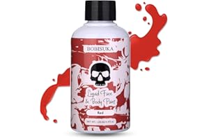BOBISUKA Red Face Body Paint Liquid Texture Washable Non Toxic Facepaint Fast Drying Foundation Makeup for Halloween Clown Joker Devil Cosplay SFX Costume Party