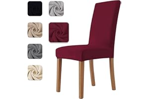 Homebliss Stuhlhussen 4er Set Stretch,Stuhlhussen Schwingstühle Elastisch für Esszimmer- und Küchenstühle, Stuhlbezug Sehr Weich Bequem Kratzfest Weinrot