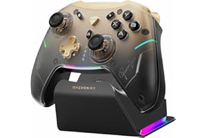 Machenike G5Pro V2 PC Controller Wireless per PC/Switch/Android/Smartphone con Grilletto Ottico-Microswitch, Controller Gaming Bluetooth, Dock di ricarica RGB Sync, Joystick Intercambiabili (Dorato)