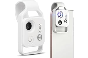 GOWENIC 200X Phone Microscope with CPL Lens and LED Light, 200X Pocket Microscope with Universal Phone Clip, A Good Microscope to Enjoy Microworld for Kids and Adults, for Students Science (White)