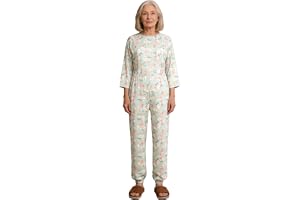 Eulervate Damvårdoverall långärmad med dragkedja på baksidan för Alzheimers seniorer inkontinens body demens, onepiece care body pyjamas