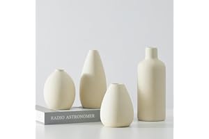 ‎CEMABT CEMABT Beige Keramik Vase Set-4 Kleine Vasen für Blumen, einzigartige Blumenvasen für Mittelstücke, dekorative Moderne Vasen für Home Decor Tisch Eingang (Beige)