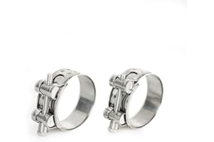 CHEPULA Lot de 2 colliers de serrage pour pot d'échappement de moto - En acier inoxydable - Raccord de tuyau d'échappement universel - 20 mm - Collier de serrage pour tuyau d'échappement de tracteurs