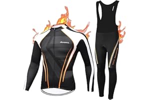 HOMTOL Maglia da ciclismo da uomo a maniche lunghe in pile termico Abbigliamento ciclismo invernale Pantaloni da ciclismo con fondello + gel 9D Tute da ciclismo per il ciclismo MTB outdoor