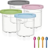 QKNOSM 4 Creamy Containers for Ninja Creami NC300EU NC301EU, Ninja Creami Refrigerator, Cups Accessories with Ice Cream Machi