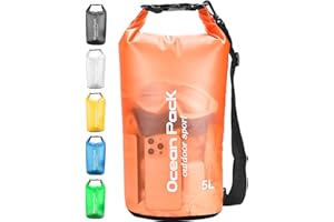 Henrycares Waterproof Dry Bag 20L 10L 5L, Sack with Phone Dry Bag and Long Adjustable Shoulder Strap Included, for Hiking, Swimming, Camping, Boating, Fishing, Rafting