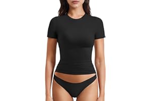 YEOREO Women Fitted Workout Tops Short Sleeve Double Line... - 86 ريال