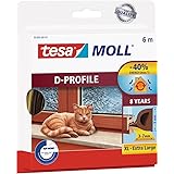 Tesa Moll D-Profile Seal - Gomma Sigillante per L'Isolamento degli Spazi tra Porte e Finestre - Marrone - 6 m x 9 mm x 7,5 mm