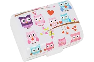 com-four® Brotdose mit Deckel im Vintage Stil - Lunchbox mit 3 Fächern - Frühstücksbox mit Trennwänden - Kunststoffdose - Aufbewahrungsbehälter für unterwegs 17 x 13 x 10 cm (1x Big-Box - Eulen)