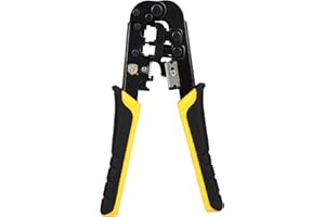 Uvital Dual-Modular Network Cable Cutting Stripping Crimper, Cat 5 Stripper Crimping Tool RJ45 RJ12 RJ11 8P/6P Connectors Hand Tools for Cuts, Strips, and Crimps 2 Type of Plugs in 1