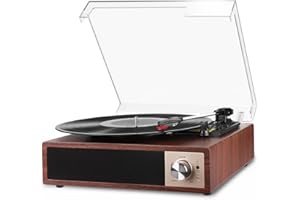 VIFLYKOO Platine Vinyle Bluetooth 5.4, Tourne-Disque avec Haut-Parleurs Stéréo Intégrés, 3 Vitesses (33/45/78 Tours/Min), Lecteur Vinyle Compatible avec RCA, USB et Entrée/Sortie AUX, Acajou