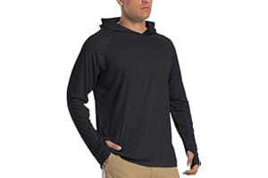 TACVASEN Hommes Sweats à Capuche UPF 50+ Protection Solaire T-Shirt à Manches Longues Sweats à Capuche à Séchage Rapide D'extérieur Chemise