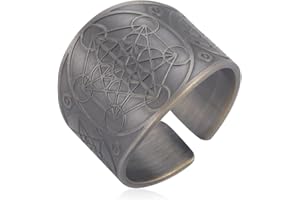 LIKGREAT Sigillo dei 7 Arcangeli Anello Metatron Cubo Anelli Sigillo di Lilith Biblico Talismano Amuleto Anelli Geometria Rame Anello Aperto Buona Fortuna Protezione Gioielli Religiosi per Uomini Donne