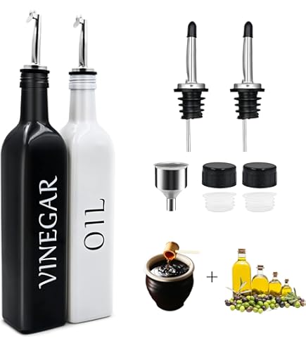 Set Bottiglie Olio E Aceto In Ceramica Effetto Martellato - Con Tappo Salvagoccia - Foto 10