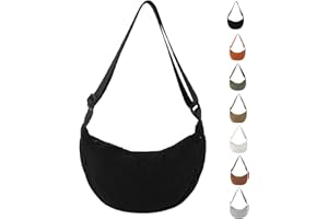 LOCCY Petit sac demi-lune en velours côtelé, Sac à bandoulière en velours côtelé pour femmes avec sangle ajustable pour un usage quotidien, couleur unie