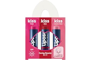 LIPOSAN Pack Bálsamo Labial Caring Beauty 3en1, combina los bálsamos de labios y colorete en barra en 3 tonos (rojo, rosa y pink nude), protector labial en stick 3 en 1 (3 x 4,8 g)
