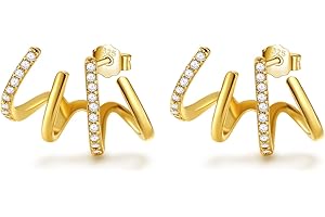 MOROTOLE Pendientes de garra de plata de ley 925 Pendientes de puño de garra para mujer Pendientes que parecen múltiples piercings Pendientes de oruga de oreja de plata dorada Chicas adolescentes