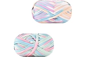 AIERACZY 2 Piezas Hilo de Tejer y Ganchillo, Cordón de Tela de Algodón Suave Para Cestas, Hecho a Mano