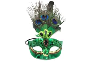 Moligin 1 * PEACOCK MASKMAKEUP MASK PROM MASK MASK PEACOCK FEATH MASK Party Mask Venetian Masquerade Mask for Womens Green