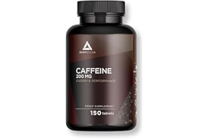 Caféine comprimes 200mg– 150 comprimés- Énergie et Concentration - Augmente votre endurance– Haute dose- Améliore vos performances sportives- Bodyathlon